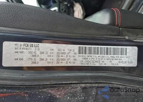 2016 Dodge Durango R/T из США, поврежденный, VIN 1C4SDHCT2GC346576